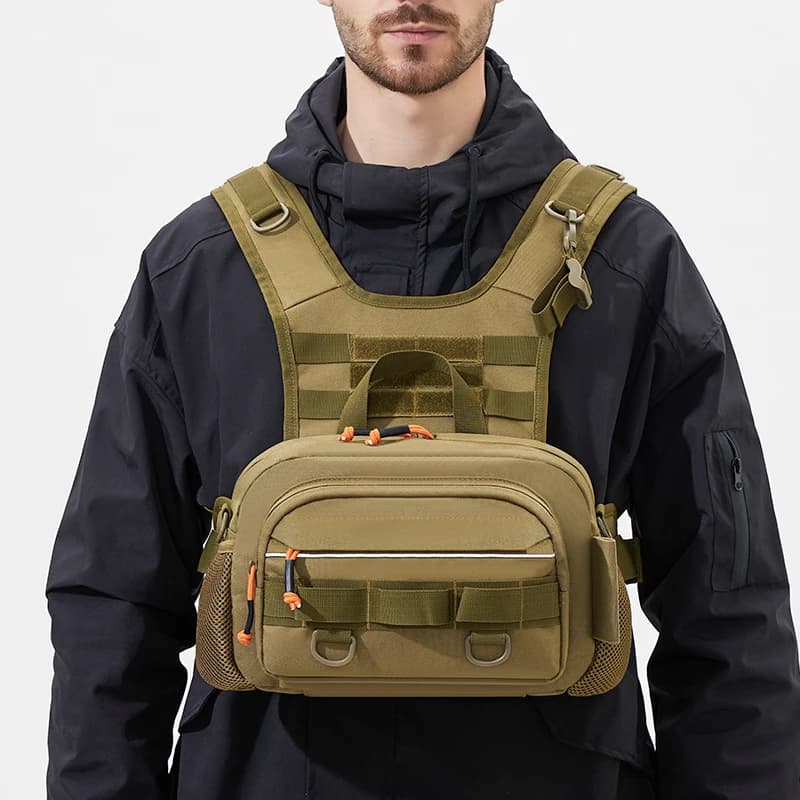Men's Tactical Fishing Backpack with Candle Lure LUYA Vest Gear Storage Pack Molle Fun case for outdoor excursions