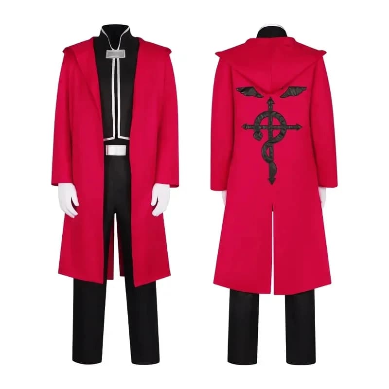 ABC123 Fullmetal Alchemist Edward Elric Costume Cosplay Anime, Uniforme Completa Uomo, Giacca a Vento e Pantaloni, Halloween, Coss,3'f.5;j.8