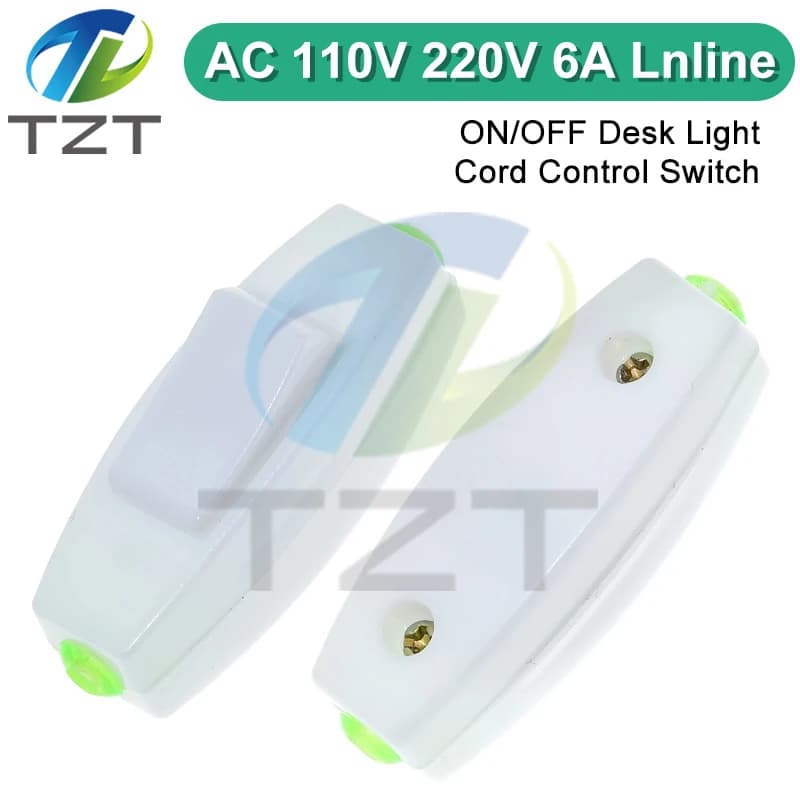 TZT 1/3/5PCS 2019 Rocker Switch AC 110V 220V 6A Lnline ON/OFF Table lamp desk light cord control switch Dropshipping 0105