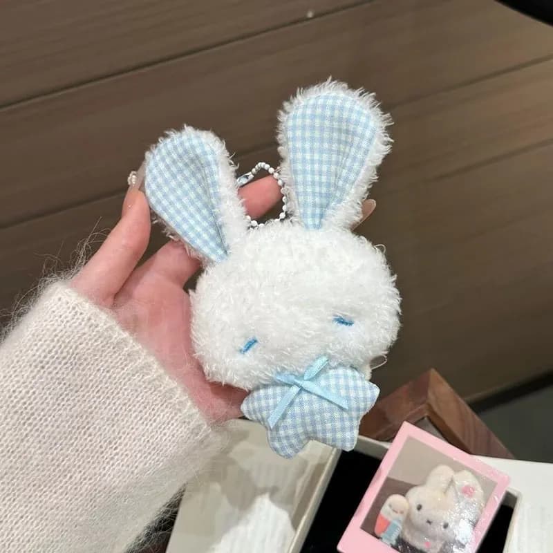 New Kawaii New Mini Angel Bunny Plush Keychain Cute Soft Rabbit Stuffed Toy Hanging Pendant