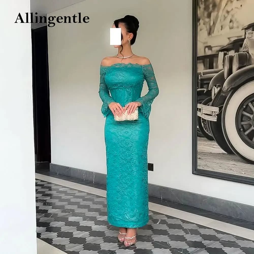 Abiti da sera formali vintage in pizzo verde con scollo a barca maniche a farfalla tubino abiti da ballo di fine anno Robe De Soiree personalizzato