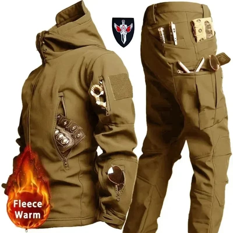 GL Outdoors Soft Shell Autumn and Winter Plush Thickened Mountaineering Tactics Training Waterproof Windproof Charge clothing