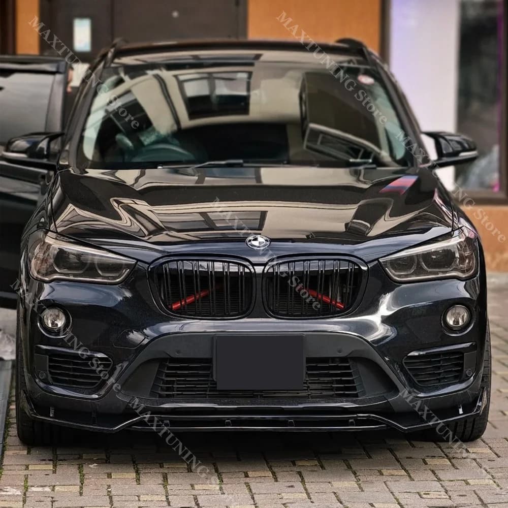 4PCS Gloss Black Front Bumper Splitter For BMW X1 F48 16d 18i 20i 25i 2015-2022 ABS Front Lip Diffuser Spoiler Chin Bodykits