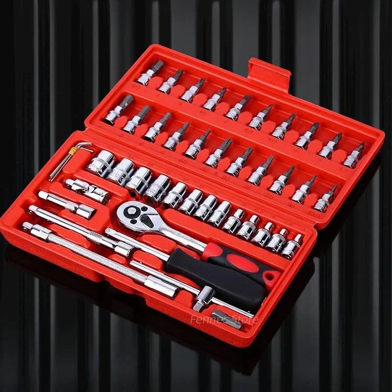 Wrench Set 46Pcs Socket Set Car Repair Tool Screwdriver and Bit Ratchet Torque Quick Wrench Hand Kit Auto Repairing Tool