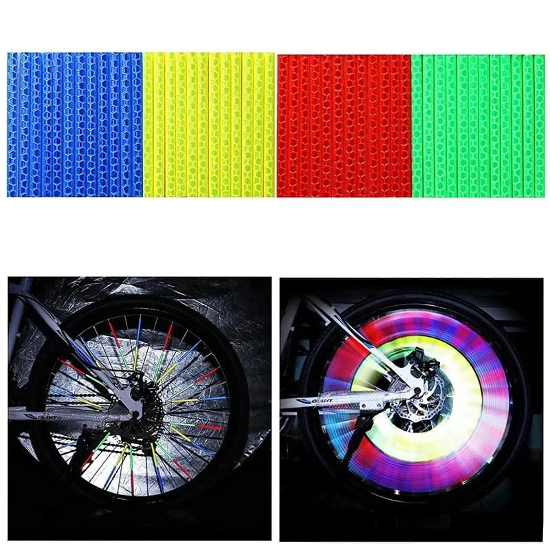 1/2Bag Bicycle Wheel Spokes Reflective Sticker Tube Strip Warning Light DIY 7.5cm MTB Cycling Reflector Reflective Safety Kit
