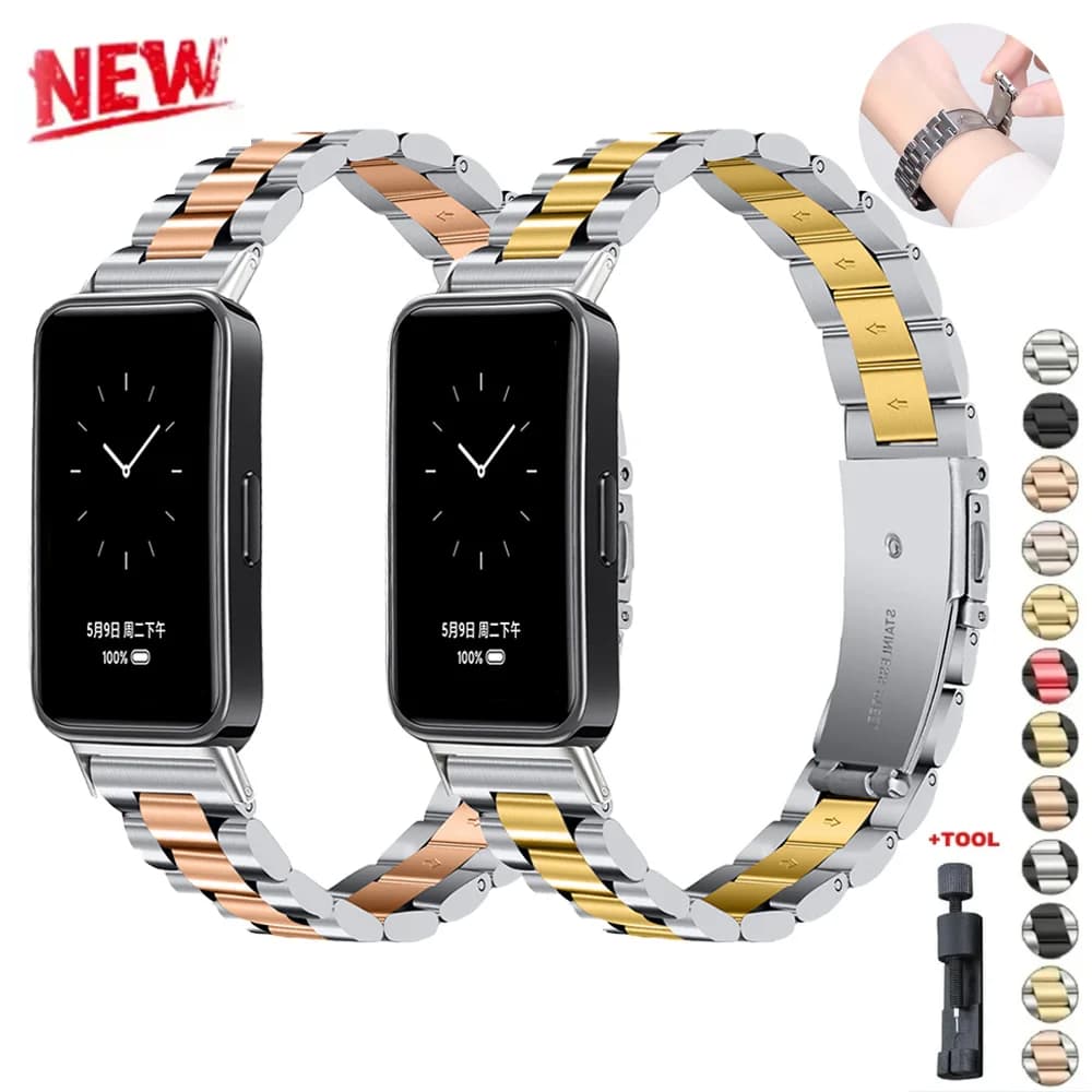 Cinturino in Metallo per Huawei Watch 11/11Pro, Bracciale Regolabile in Acciaio Inossidabile per Huawei Band 11/11pro NFC, per Uomo e Donna
