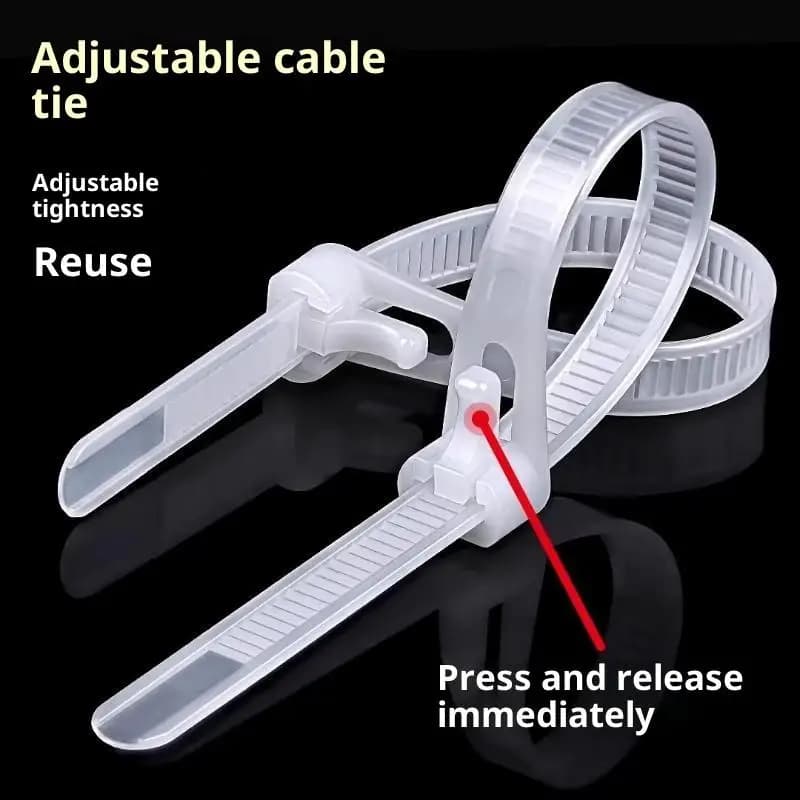 Heavy Duty Releasable Reusable Plastic Cable Zip Ties 100Pcs: 4*150MM Adjustable Loose Slipknot Nylon