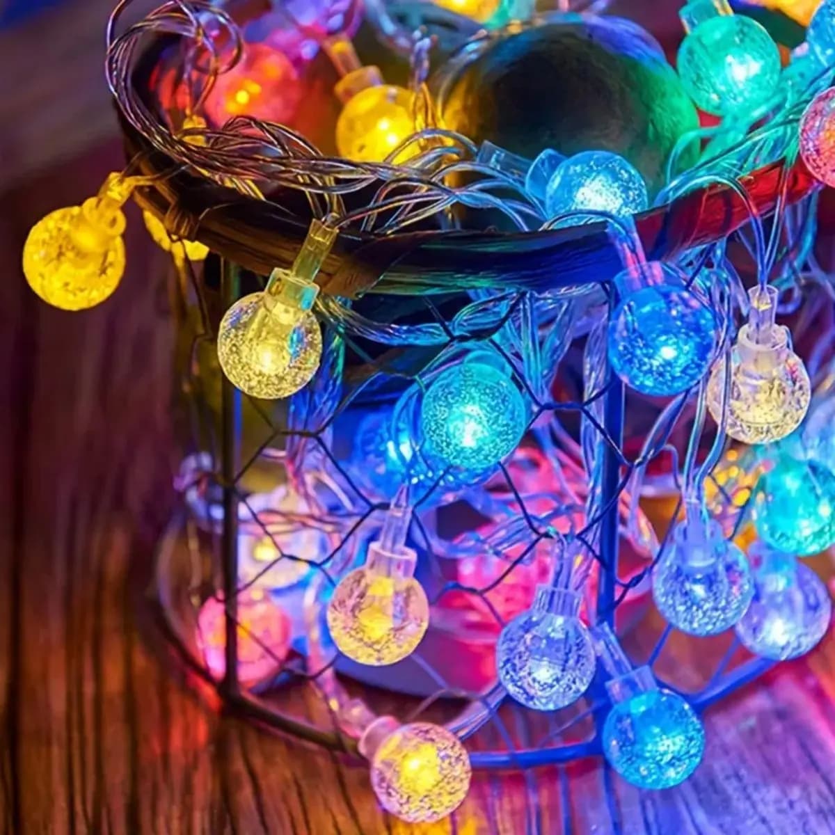 1pc 10/20/30/40LED Bubble Ball String Lights Atmosfera Luce leggiadramente Alimentato a batteria Adatto per il campeggio Festa Cortile giardino