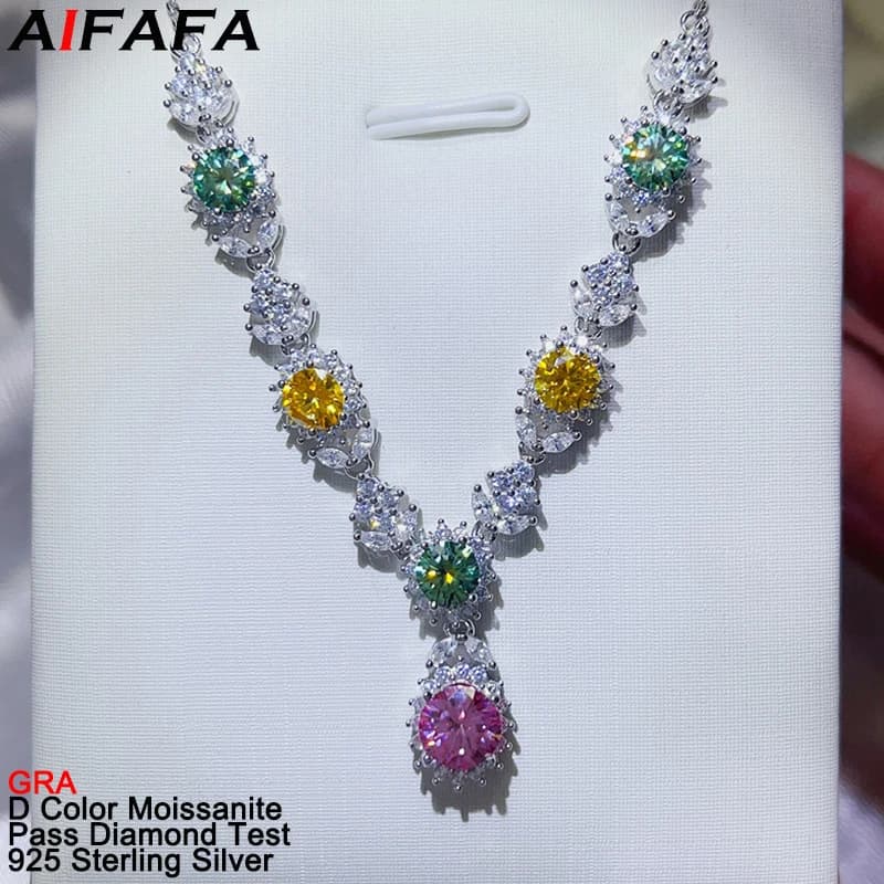 3.5 Carar Colore Moissanite Lab Collana con ciondolo con diamanti Collana da donna Stupendo s925 Argento Moissanite Catena al collo Festa Gioielleria raffinata GRA