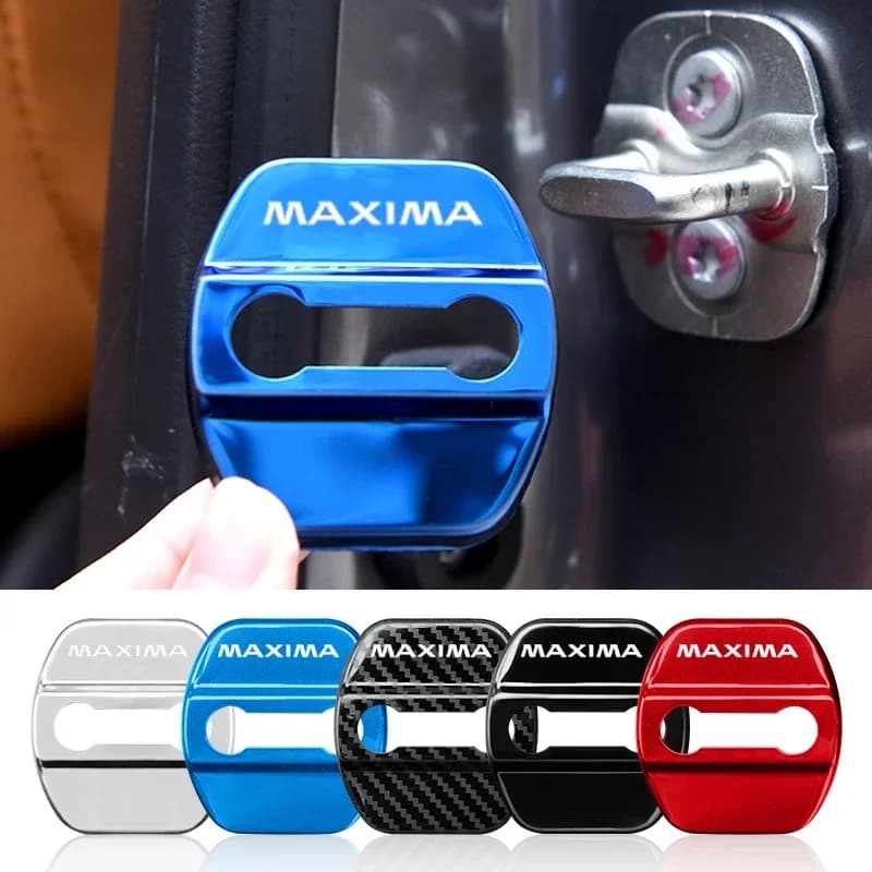 4PCS Car Door Lock Cover Stainless Steel Protector Buckle Case For Nissan Maxima Badge Door Stopper Anti-rust Decals Accessories