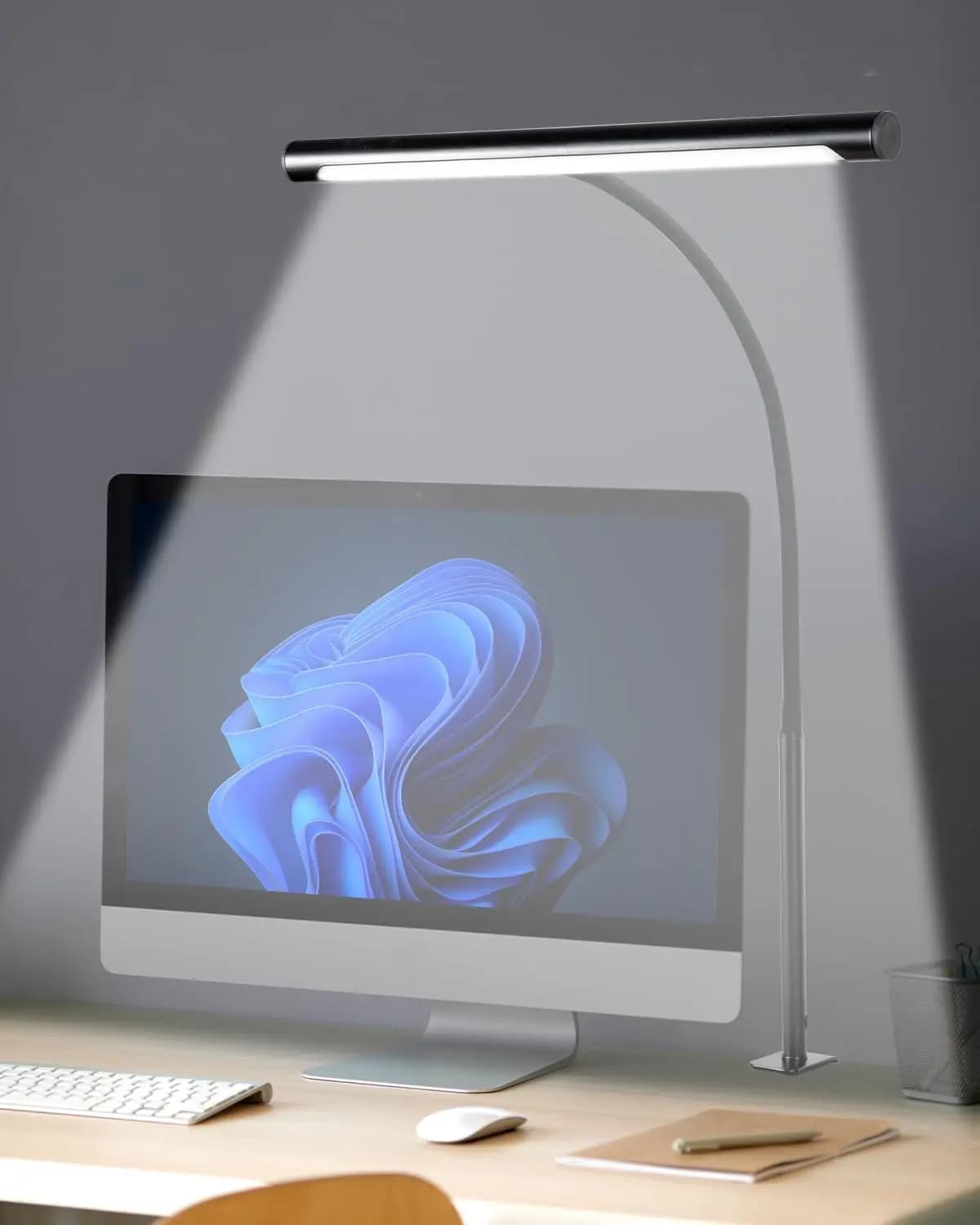 Lampada da scrivania a LED per l'home Office, barra luminosa da scrivania a LED per la cura degli occhi con collo d'oca, luce aerea dimmerabile da 12W per scrivania