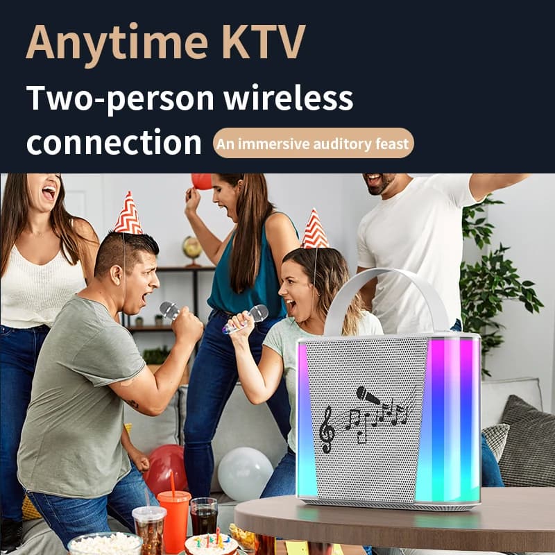 Cool RGB Light Bluetooth 5.3 Speaker Karaoke Machine Portable Home Wireless Audio with Microphone K Song Family Singing Machine