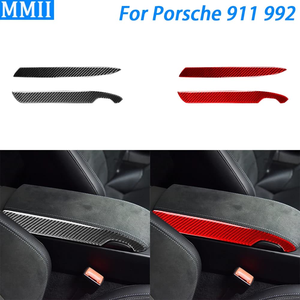 Per Porsche 911 992 2019-2024 in fibra di carbonio bracciolo centrale scatola copertura laterale decorativo accessori per la decorazione d'interni dell'auto adesivo