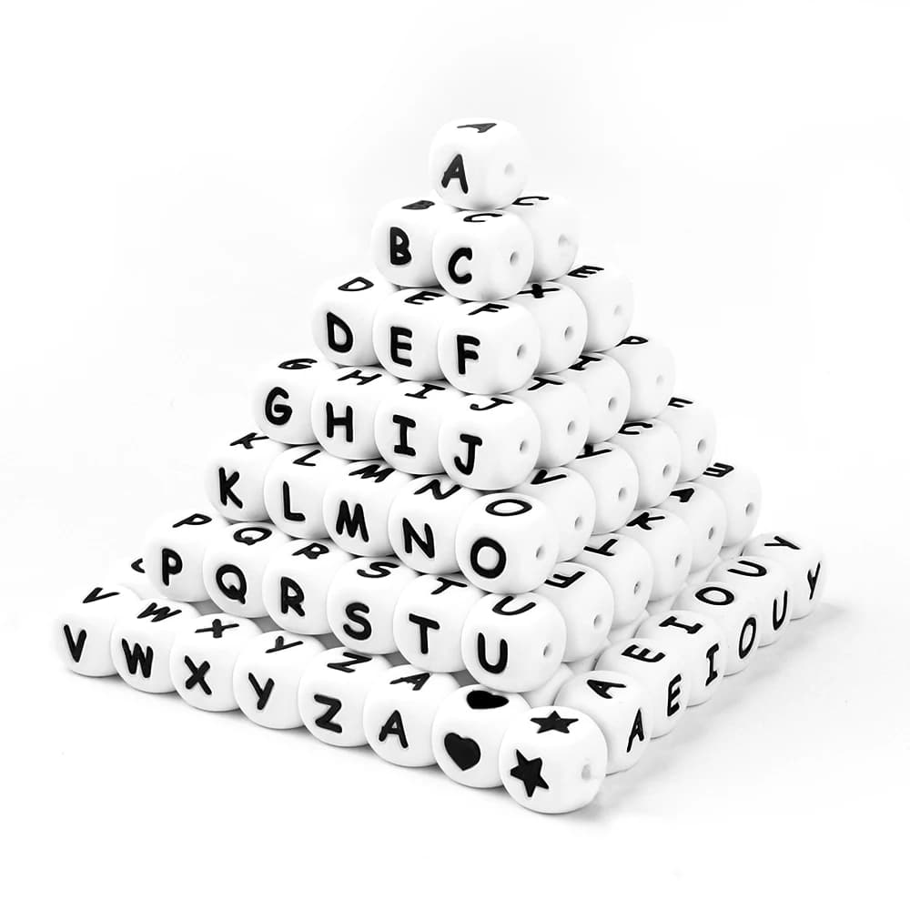 26 pezzi 12 mm lettere in silicone perline alfabeto quadrato per creazione di gioielli nome fai da te braccialetto catena ornamentale portachiavi penna decorazione