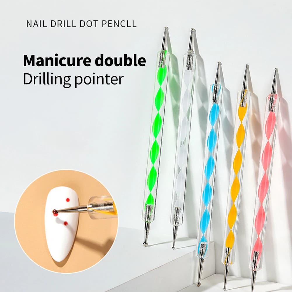 YIKOOLIN 5Pcs 2 Way punteggiatura penna strumento Nail Art Dot Paint Manicure kit per goffratura modello argilla scolpire Nail Art