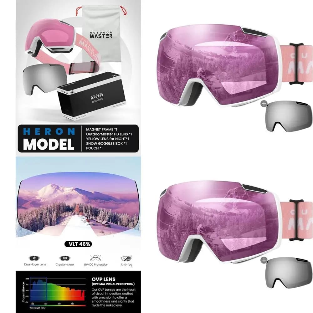 Occhiali da Sci con Lenti Intercambiabili e Lente Torica HD Magnetica, Compatibili OTG