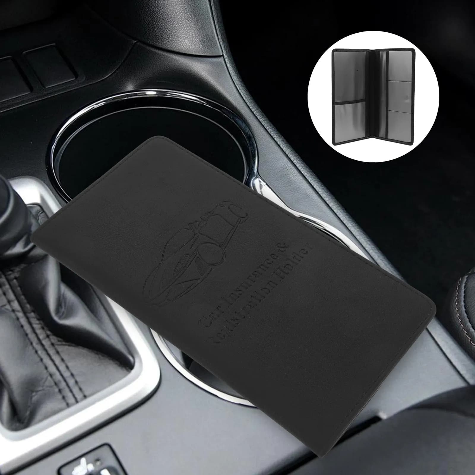 Portadocumenti per Auto in PU, Porta Passaporto, Biglietti, Patente, Libretto di Circolazione, Assicurazione, Elegante, Resistente all'Usura, Compatto per Viaggi