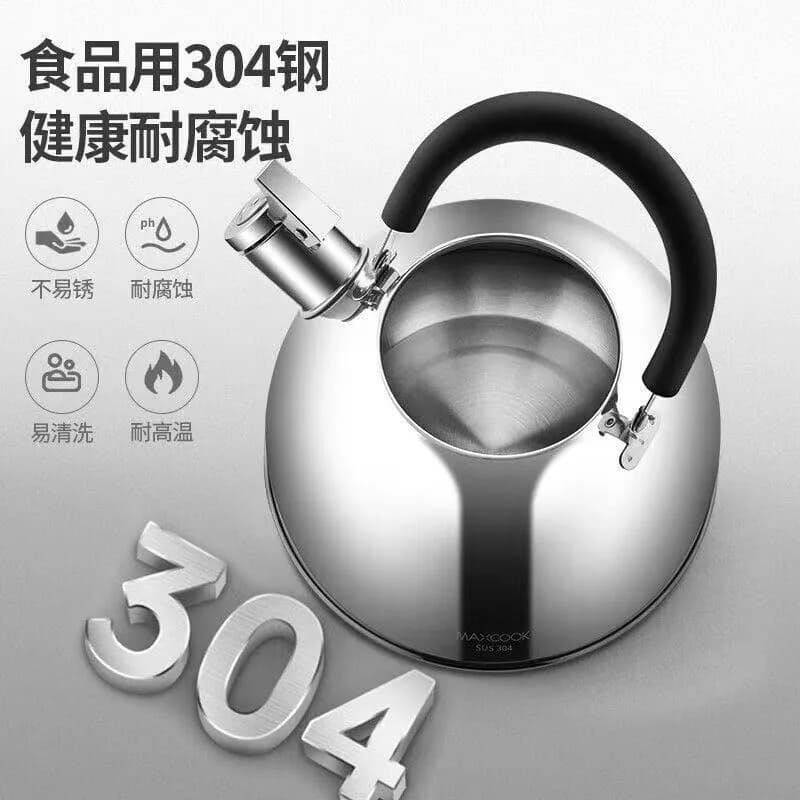 Bollitore in Acciaio Inossidabile 304 - Teiera Elettrica e per Fornello con Fischio per Altezze Elevate, Design Multi-Fonte di Calore
