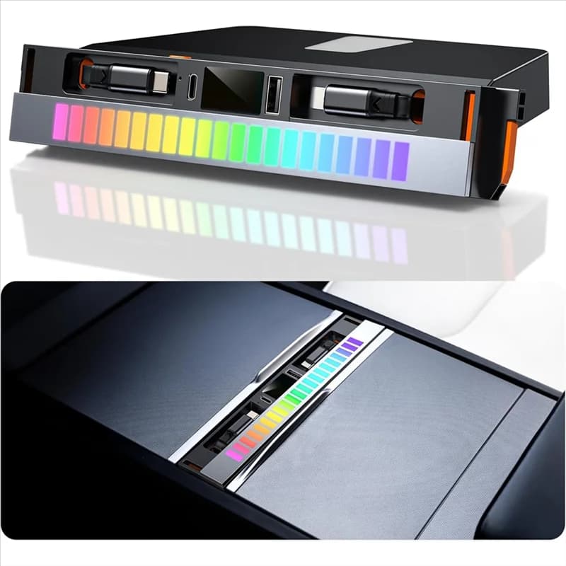 Porta Cavo Retrattile Hub USB Docking Station Luce RGB Caricatore Multifunzione Per Tesla Modello Y Juniper Modello 3 Highland 2025