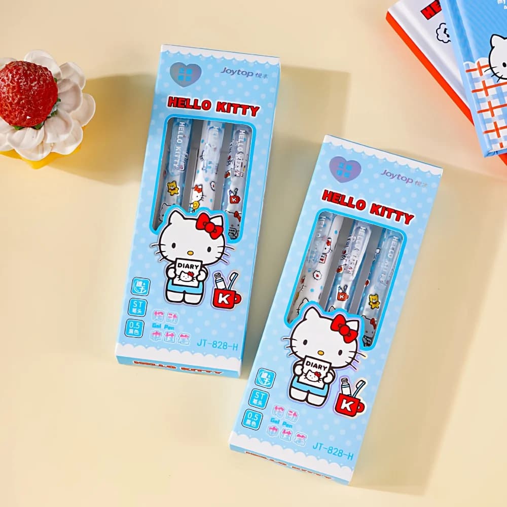 Set di 3 penne gel cancellabili Sanrio originali Hello Kitty Kuromi Cinnamoroll 0,5 mm con inchiostro nero, forniture per ufficio e scuola, articoli di cancelleria, regali