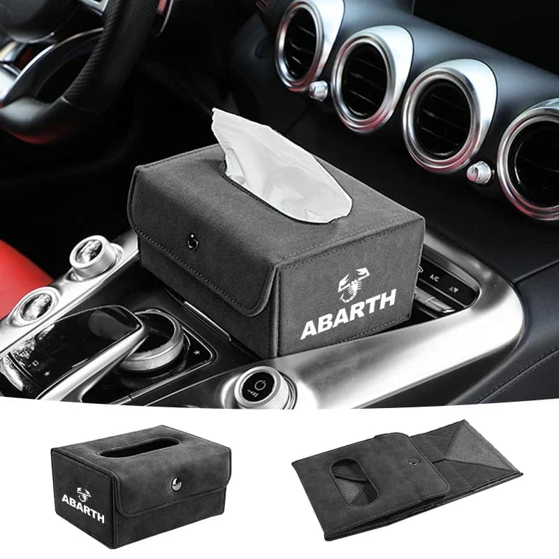 Scatola dei fazzoletti per auto Sedile posteriore Bracciolo Organizzatore Cassetto Contenitore Borsa per Abbas Abarth Punto 124/125/500 Stilo Ducato Accessori auto