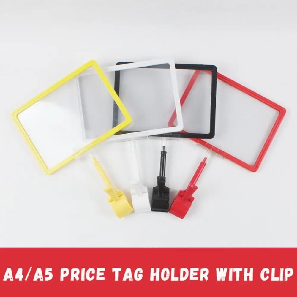 Clip per cartellino del prezzo in plastica multifunzionale A4/A5 Clip per visualizzazione del prezzo della merce a colori Etichetta girevole Porta cartello Supermercati