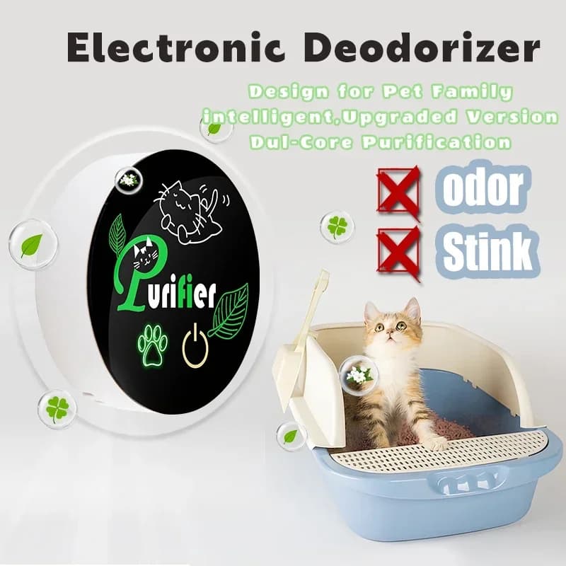 Deodorante per Lettiera per Gatti, Eliminatore di Odori per Animali Domestici con Ioni Negativi+Plasma+Ozono, Purificatore d'Aria Ultra Silenzioso, Rimuovi Odori per la Casa