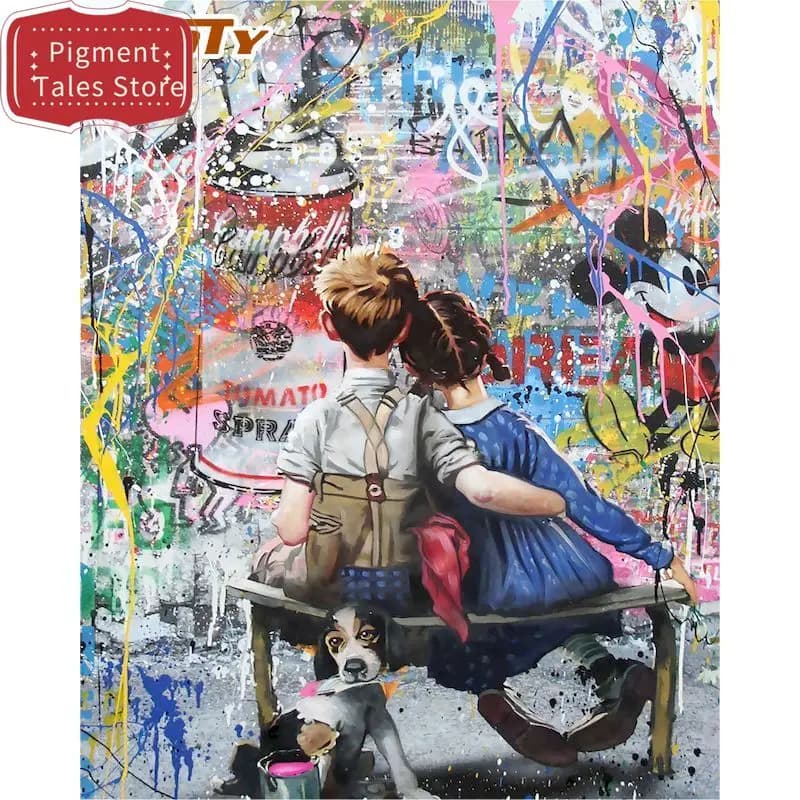 Painting By Number Graffiti Children Landscape For Adults Picture By Numbers House Acrylic Paint Home Decoration Gif 【frameless】