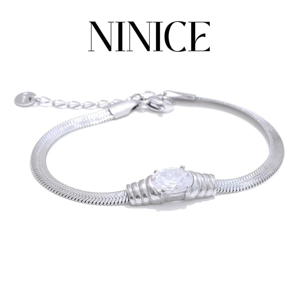 NiNice Bracelet Fashion Zirconia Serpentine Bracelet Women's Stainless Steel Heart Shiny Luxury Exquisite