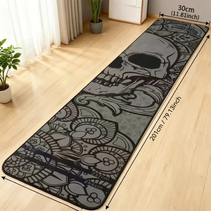 Tappetino da allenamento per freccette VIKAMA Dark Skull, antiscivolo, per lancio a lunga distanza, tappeto da pavimento per dormitorio, per ragazzi, sala giochi, bar, club, decorazione