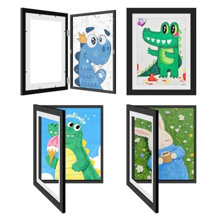 Cornici per opere d'arte intercambiabili da 5 x pollici. Cornici per progetti artistici con apertura frontale, porta 50 disegni per lavoretti creativi.