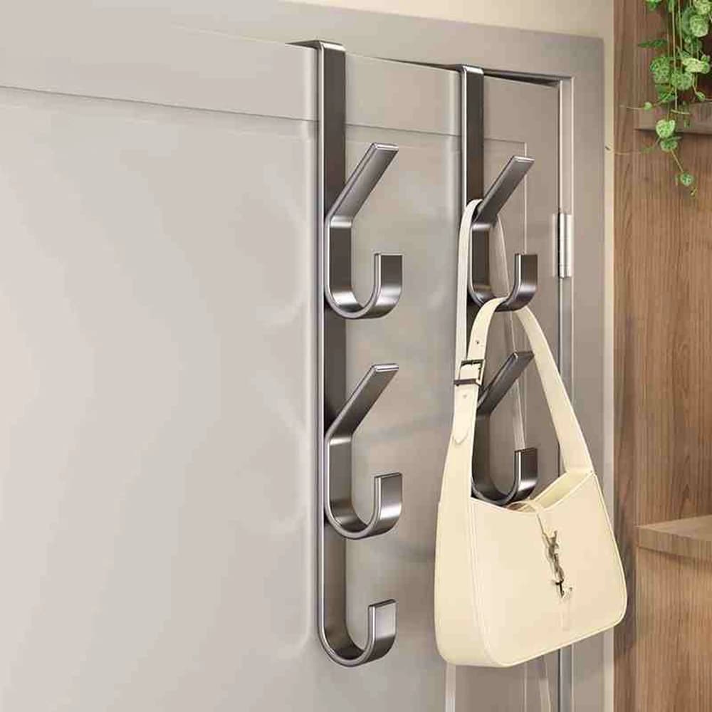 Durable metal hanger with hook for easy installation door, suitable for clothes, hats and bags, space saving design, suitable for bedroom