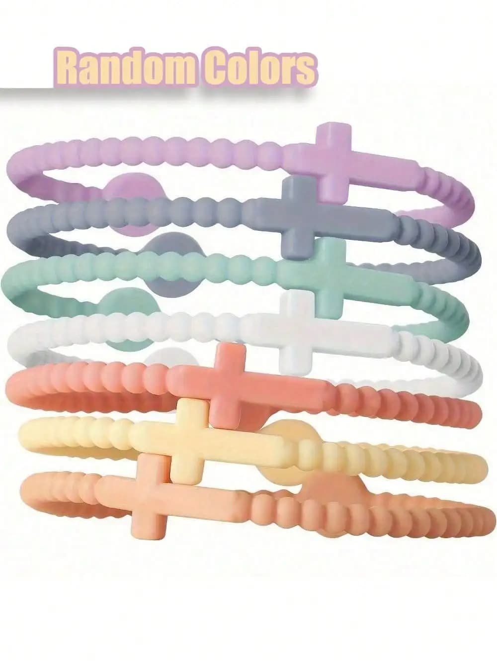 Braccialetto con croce casuale da 5 pezzi, regalo religioso per donne/uomini