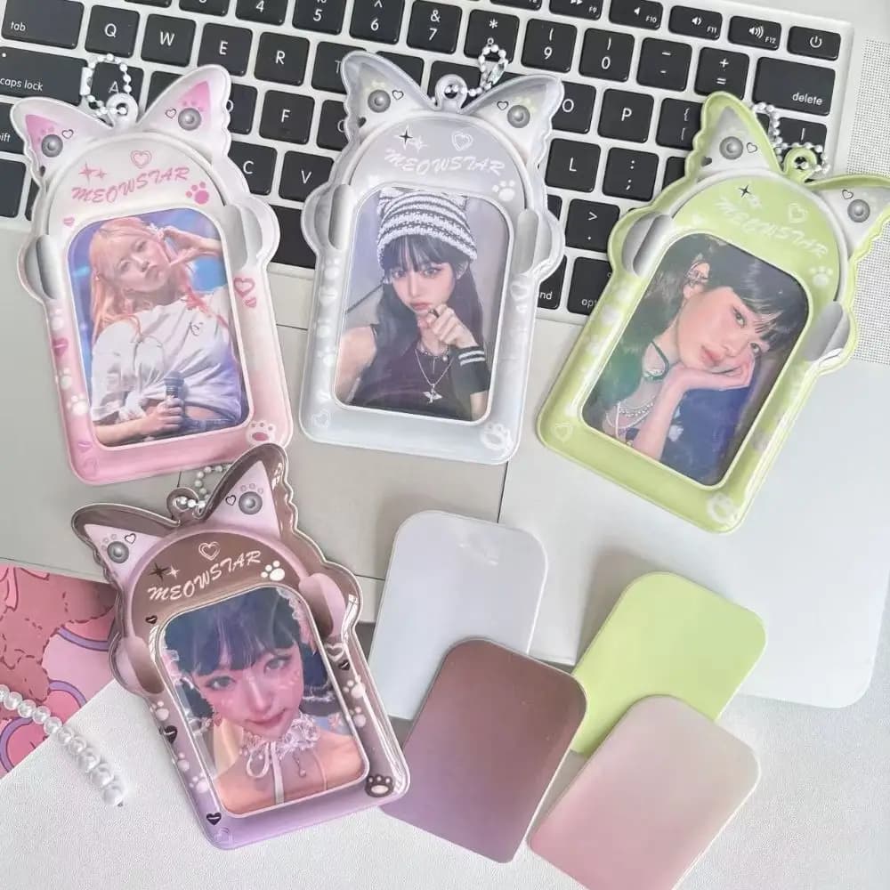 Portafoto Kpop da 3 pollici alla moda, porta carte per esposizione di immagini a farfalla, custodia per carte di archiviazione in PVC