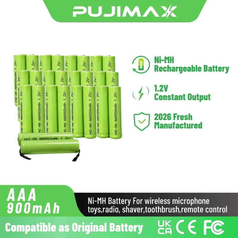 PUJIMAX AAA 1.2V 900mAh rechargeable battery, Nichel-Metallo Idruro (Ni-MH) battery for Fai-da-Te electric toothbrush and razor