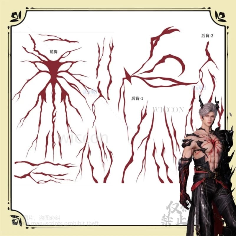 Gioco Anime Love And Deepspace Sylus Desire Costume Cosplay Maschera di corno di drago Accessorio adesivo per tatuaggio Disfraz Regalo di Halloween