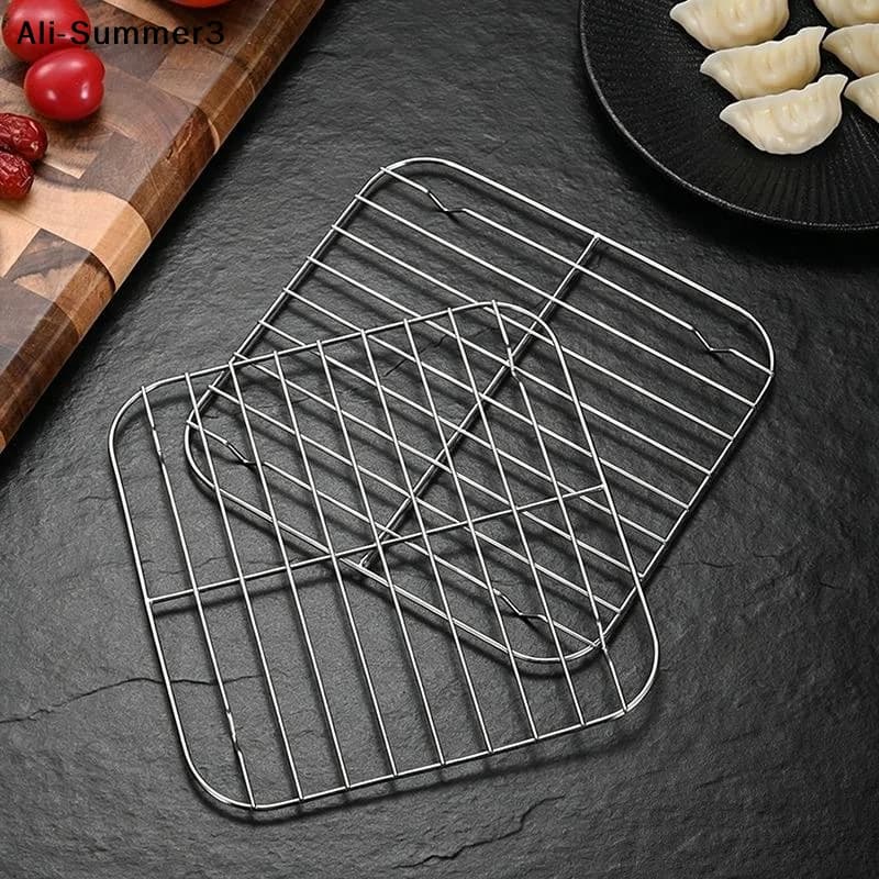 【Vx3】Square Cooking Rack Air Fryer Grill Steamer Rack 304 Stainless Steel BBQ Net Home Oven Steamer Cooker Barbecue Bracket
