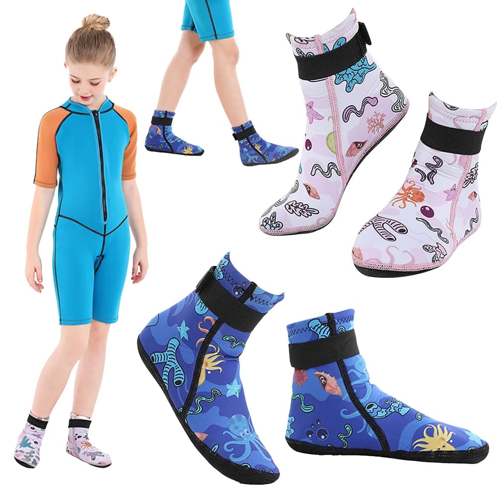 Calzini in Neoprene per Bambini, Calzini Antiscivolo per Sabbia, Calzini da Immersione Regolabili per Bambini, Stivaletti da Snorkeling che Mantengono il Calore per Immersioni e Surf