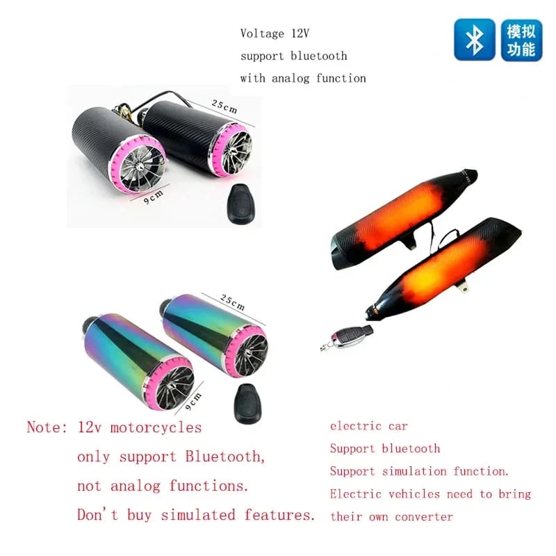 Tubo di scarico moto auto elettrica Audio Bluetooth Subwoofer altoparlante placcato