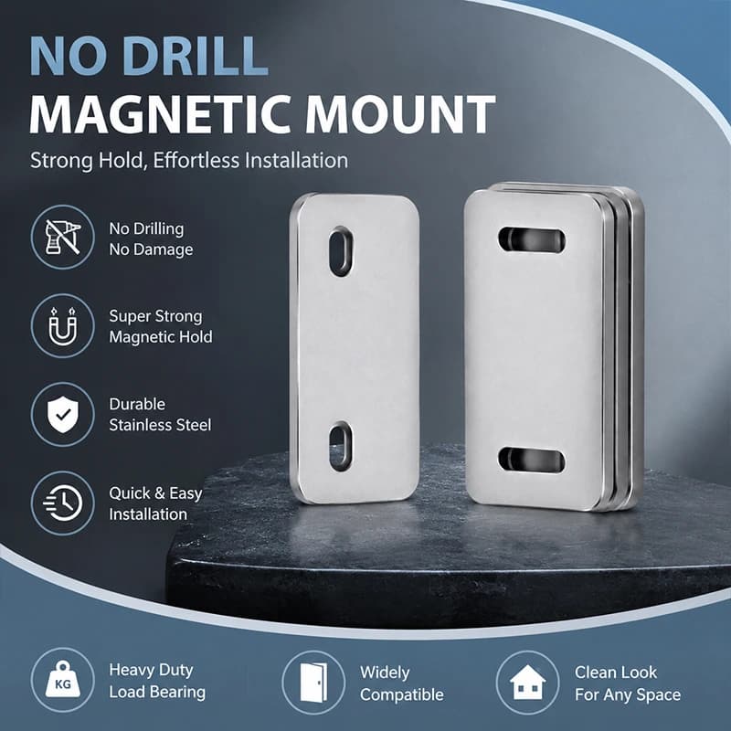 1pcs Strong Magnetic Catch for Cabinet Doors Self-Adhesive Wardrobe Closet Latch Stopper No Drilling Required