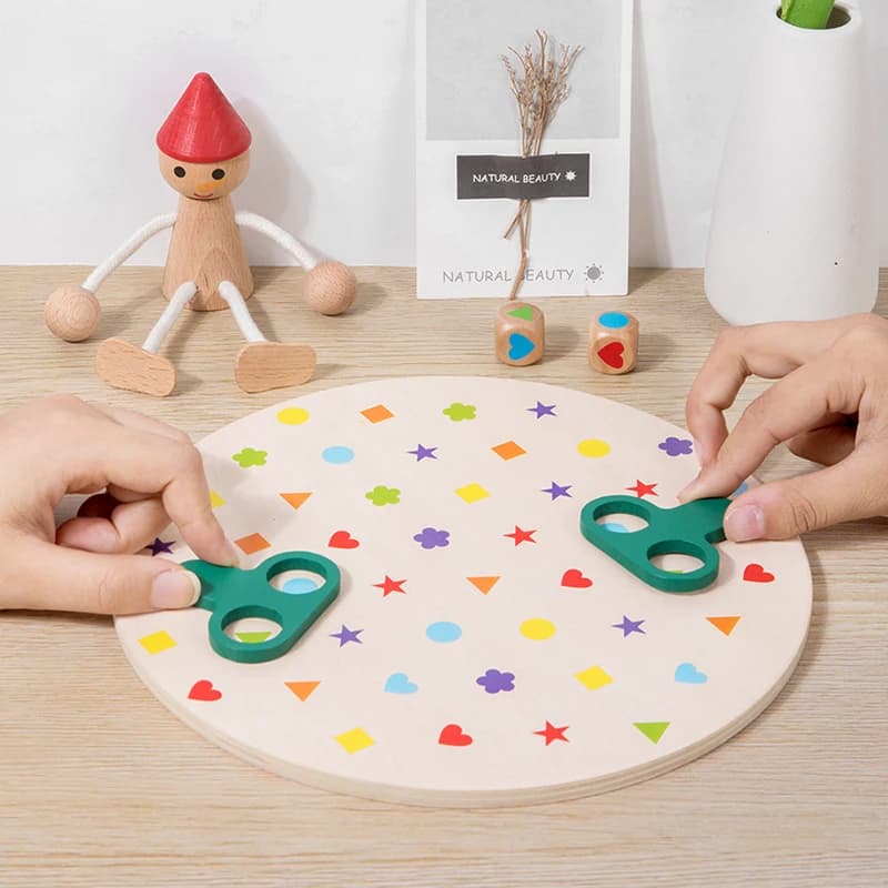 Gioco di abbinamento Montessori Colori e forme da tavolo Puzzle di apprendimento Concentrazione giocattolo con dadi Gioco da tavolo educativo interattivo
