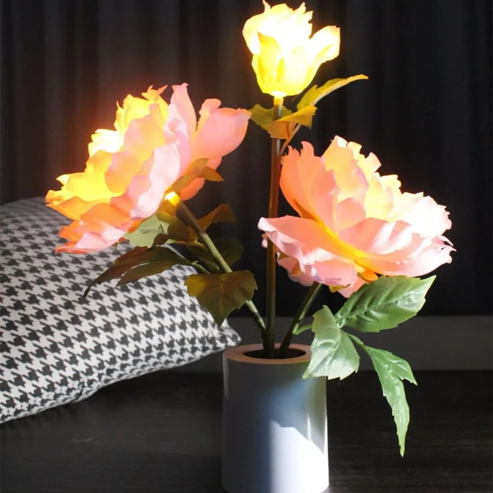 Luce notturna Alimentazione a batteria Luci di fiori di peonia Illuminazione interna Camera da letto Comodino Decorazione desktop Lampada da tavolo Lampade notturne N007