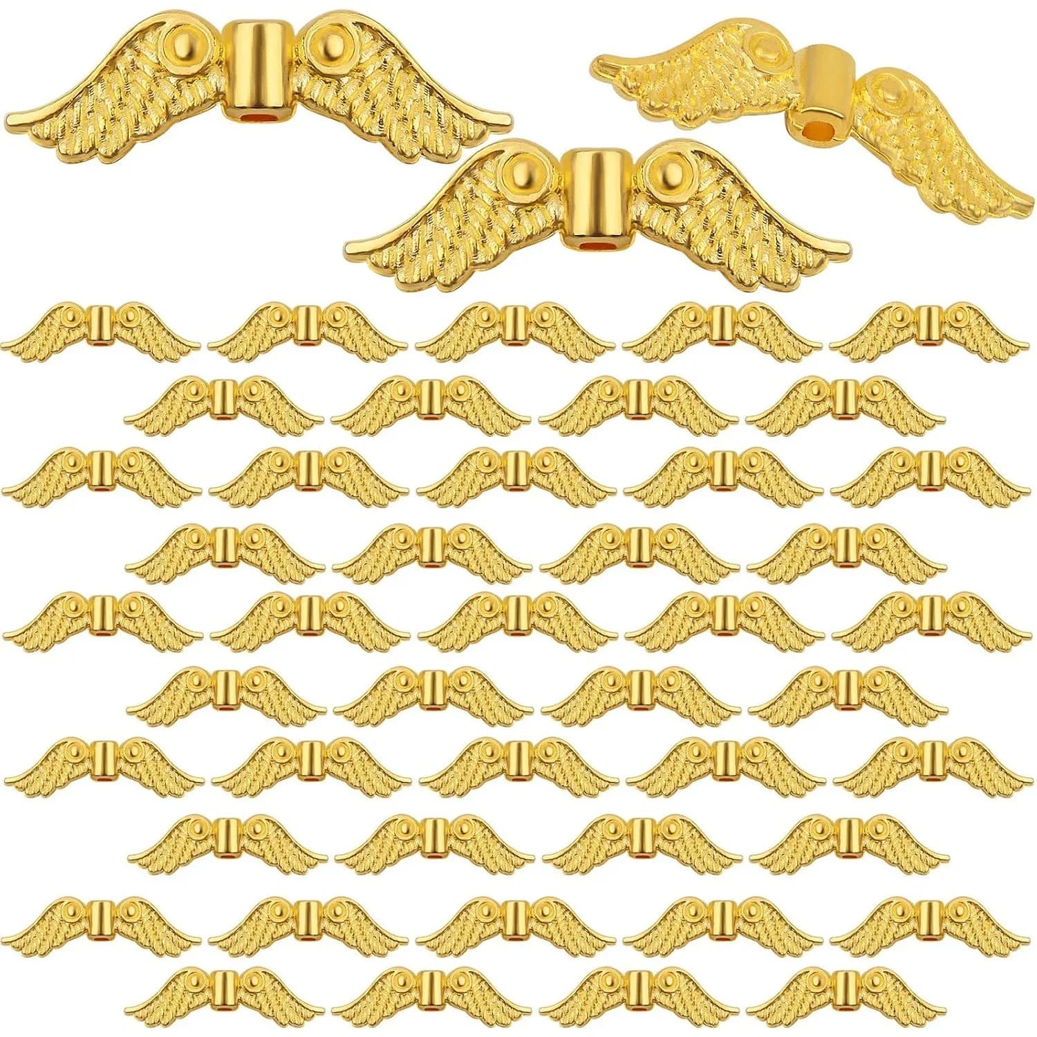 60 Pezzi Perline Distanziatrici Ala D'angelo Lega di Perline Sfuse con Fascino Ala di Angelo per Braccialetti Fai da Te Creazione di Gioielli Accessori Fatti a Mano