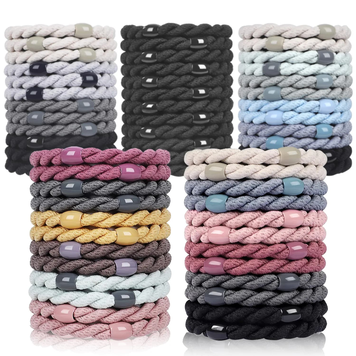 12 pezzi Braccialetti elastici senza danni Fasce per capelli carine Fasce in cotone Supporti per coda di cavallo in tessuto morbido per accessori per ragazze e donne