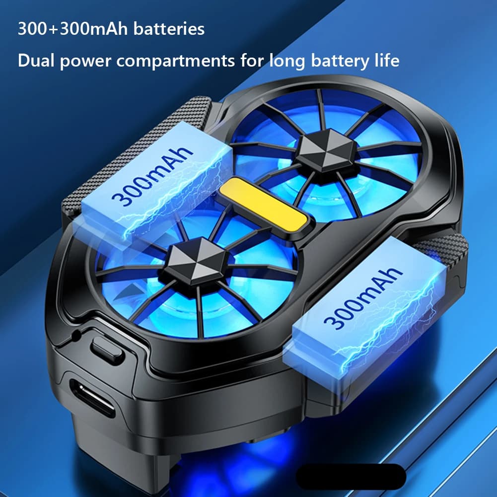 Heat Sink for Smartphone with Double Fan, Plug-in/Reloadable, Air Cooling Type-C for Android Games PUBG
