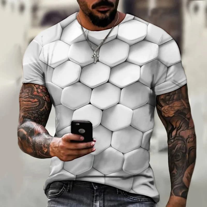Maglietta 3D per uomo Moda Hip Hop O-Collo Manica corta Top Abstract Harajuku T-shirt da uomo T-shirt oversize Camicia Uomo Abbigliamento