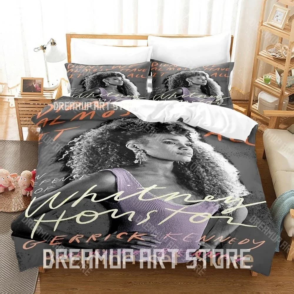 Set biancheria da letto Whitney Houston con stampa 3D Set letto singolo doppio completo Queen King Size Set copripiumino per camera da letto per adulti Set lenzuola Anime