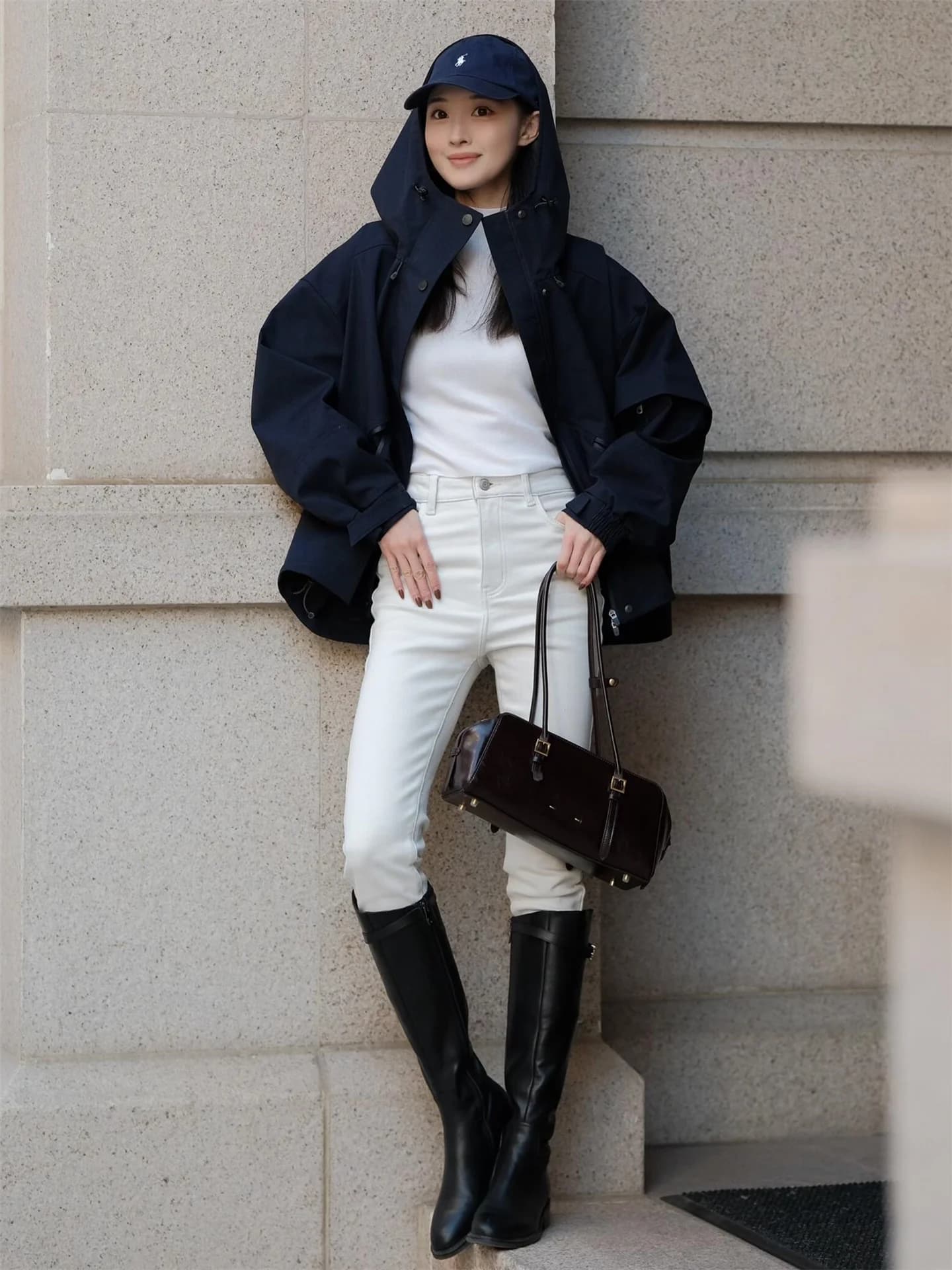 Jeans da Donna Stile Americano a Vita Alta, Slim Fit, Lunghezza Estesa, Moda Primaverile, Casual, in Cotone Elasticizzato, Pantaloni Skinny