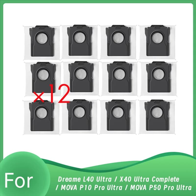 M04K 12 sacchetti per la polvere per robot aspirapolvere Dreame L40 Ultra / X40 Ultra Complete / MOVA P10 Pro Ultra / MOVA P50 Pro Ultra