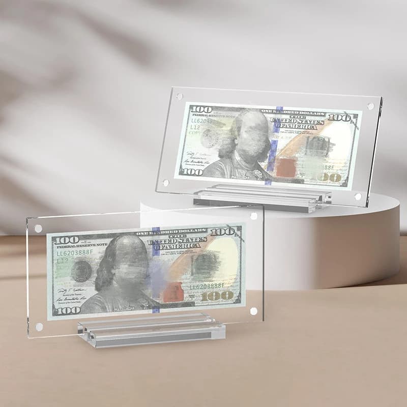 Robusto supporto per cornice per moneta commemorativa in acrilico trasparente con base per vetrina da collezione per esposizione da scrivania domestica